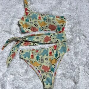 SHEIN dinosaur cutout  two piece one piece swimsuit bikini